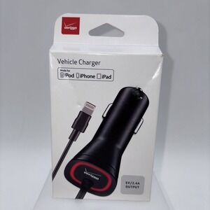 Verizon APLLIG24VPC-F2‎ Apple iPhone Car Charger New Sealed 9ft Cord 5V/2.4A